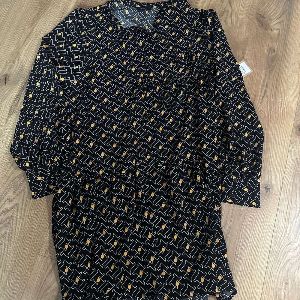 Halogen Black and Yellow Geometric Pattern Dress